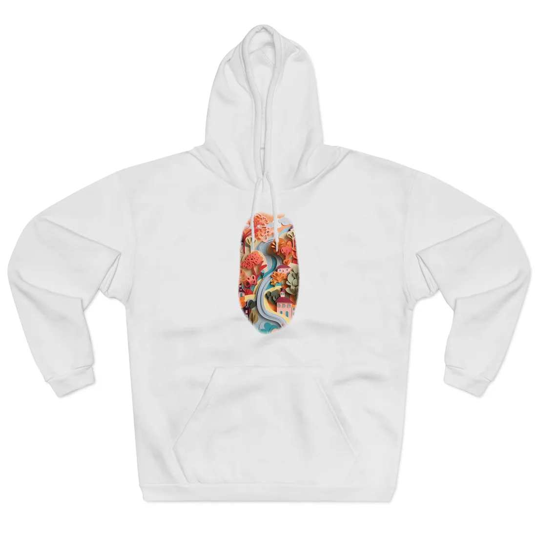 Intricate European Landscape: Paper Quilling Hoodie - Hoodie (White)