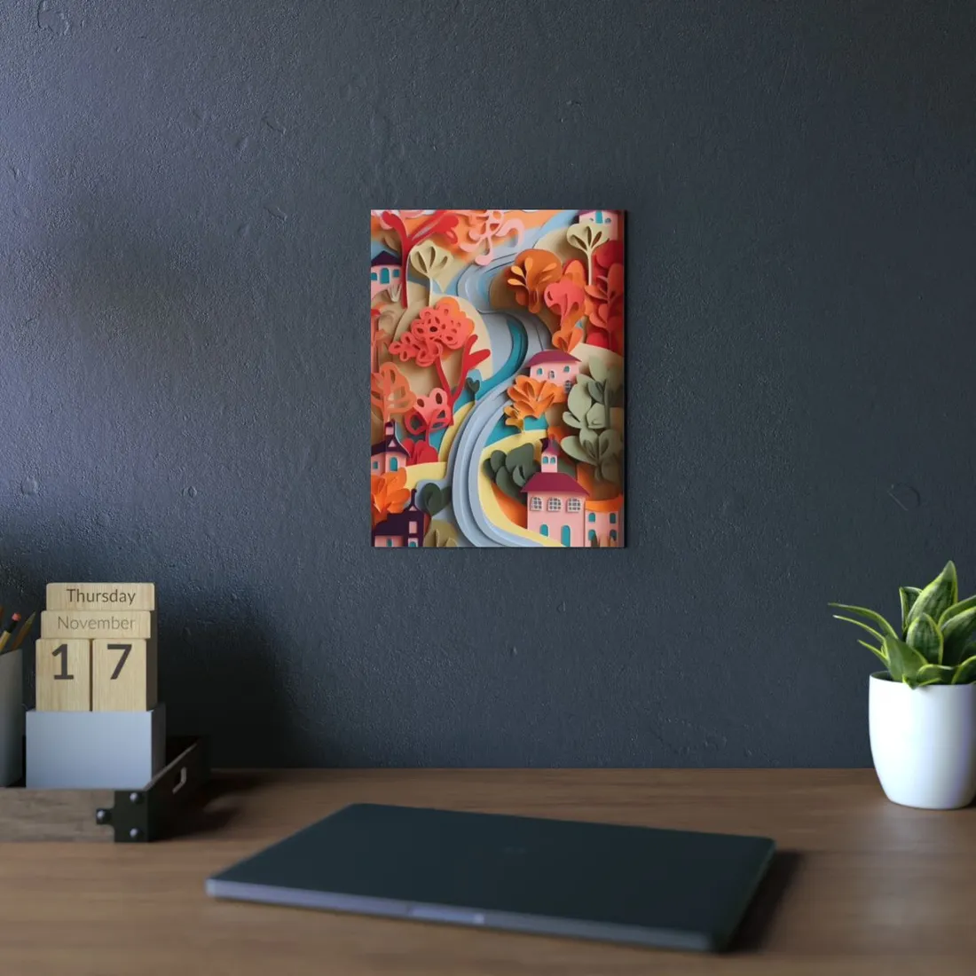 Intricate European Landscape: Paper Quilling - Metal Poster