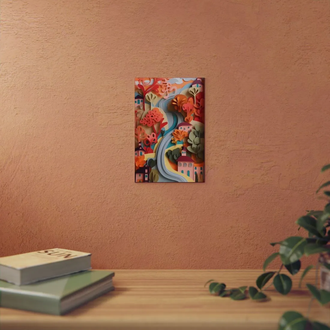 Intricate European Landscape: Paper Quilling - Metal Poster