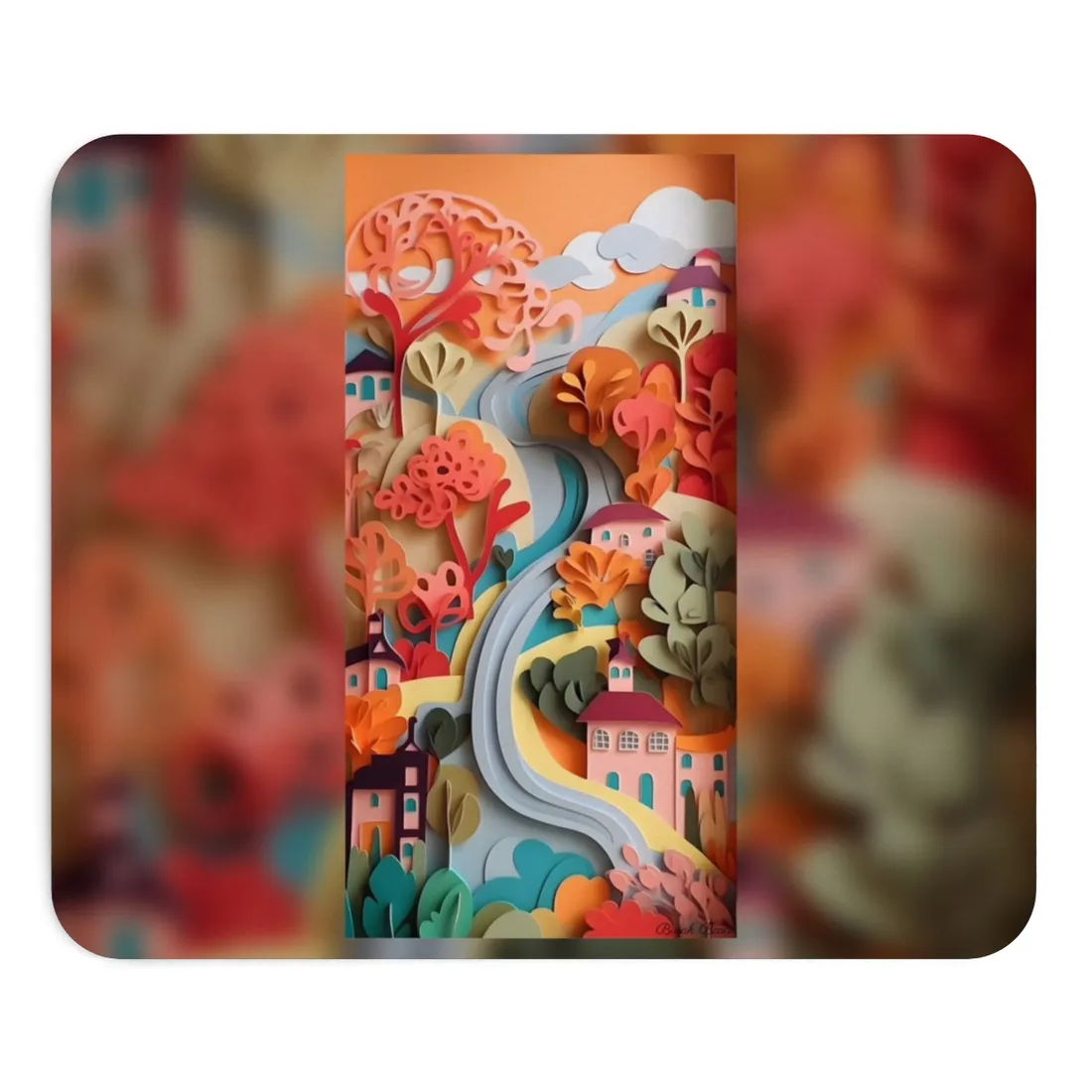 Intricate European Landscape: Paper Quilling - Mouse Pad