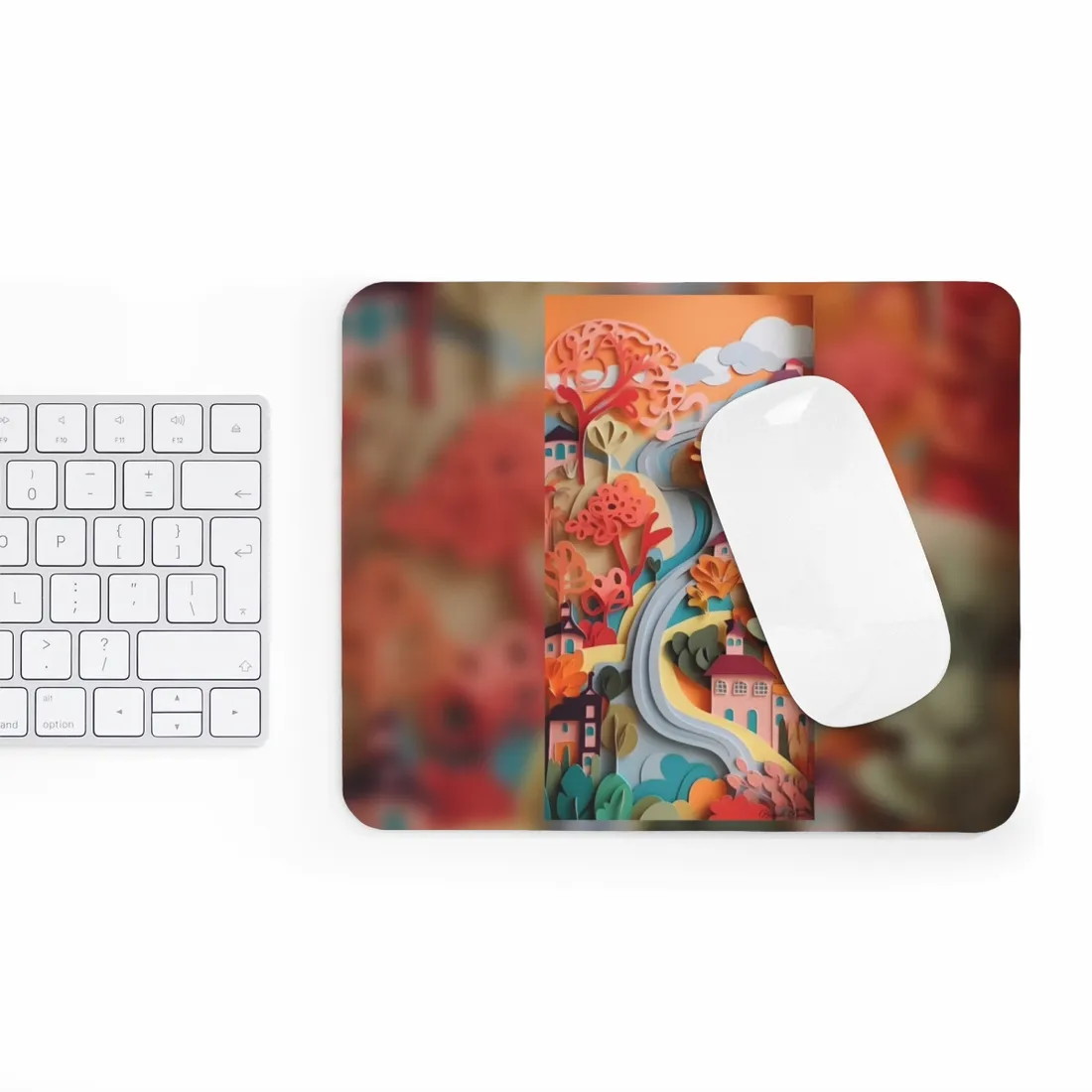 Intricate European Landscape: Paper Quilling - Mouse Pad