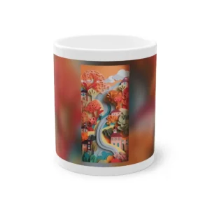 Colorful Paper Village Hillside Mug