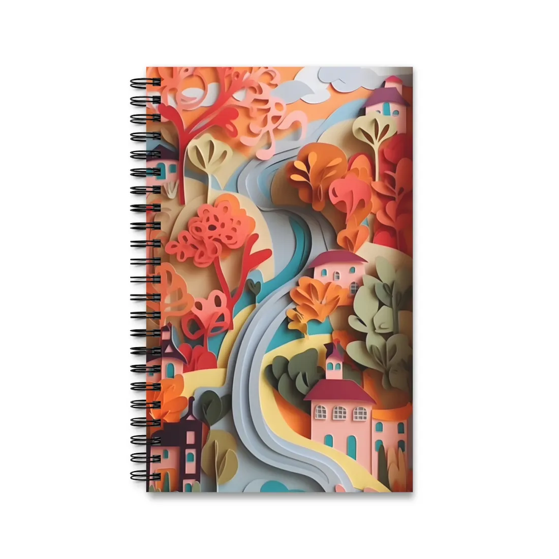 Intricate European Landscape: Paper Quilling - Spiral Notebook