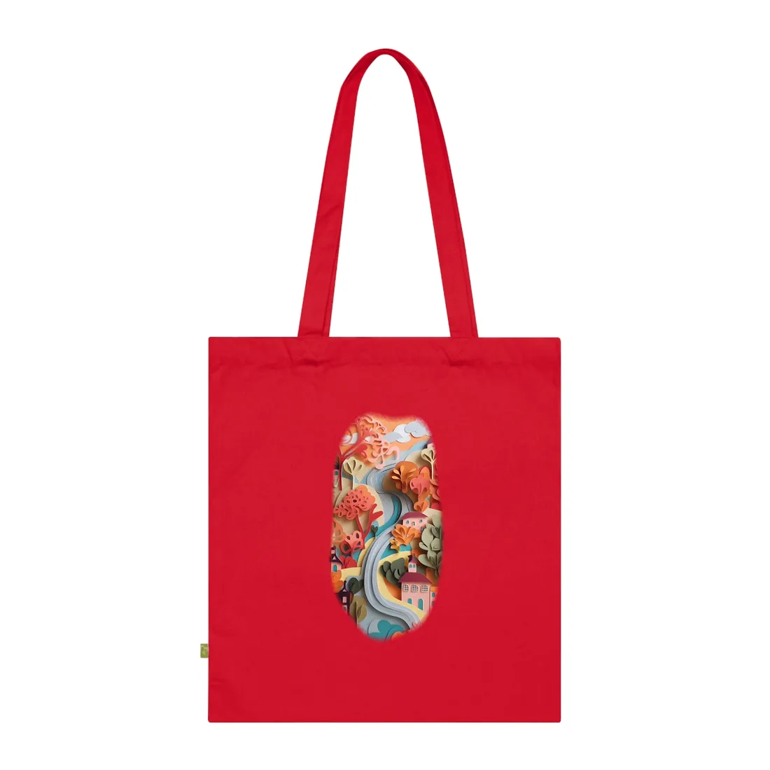 Intricate European Landscape: Paper Quilling Tote Bag - Tote Bag (Classic Red)