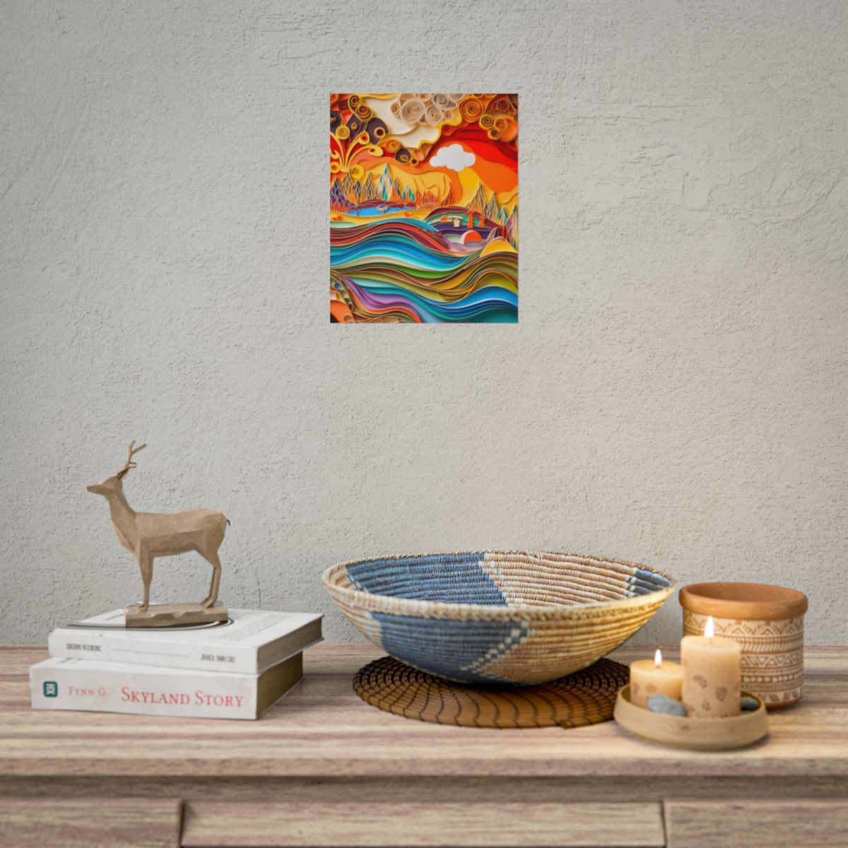 Intricate Indian Landscape: Hand-Crafted Paper Quilling Artwork - Poster