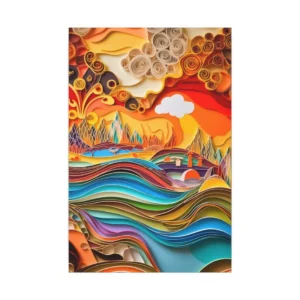 Quilled Paper Landscape with Hills Canvas Print