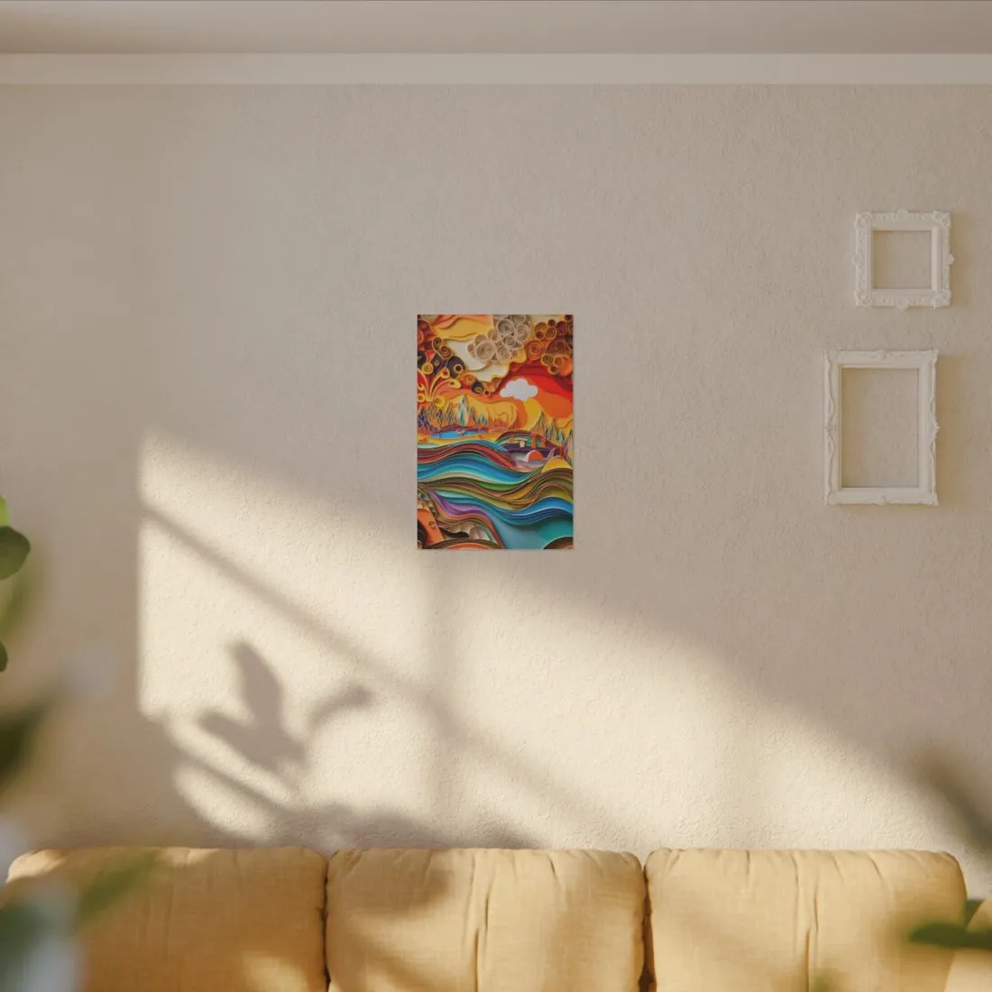 Intricate Indian Landscape: Hand-Crafted Paper Quilling - Canvas