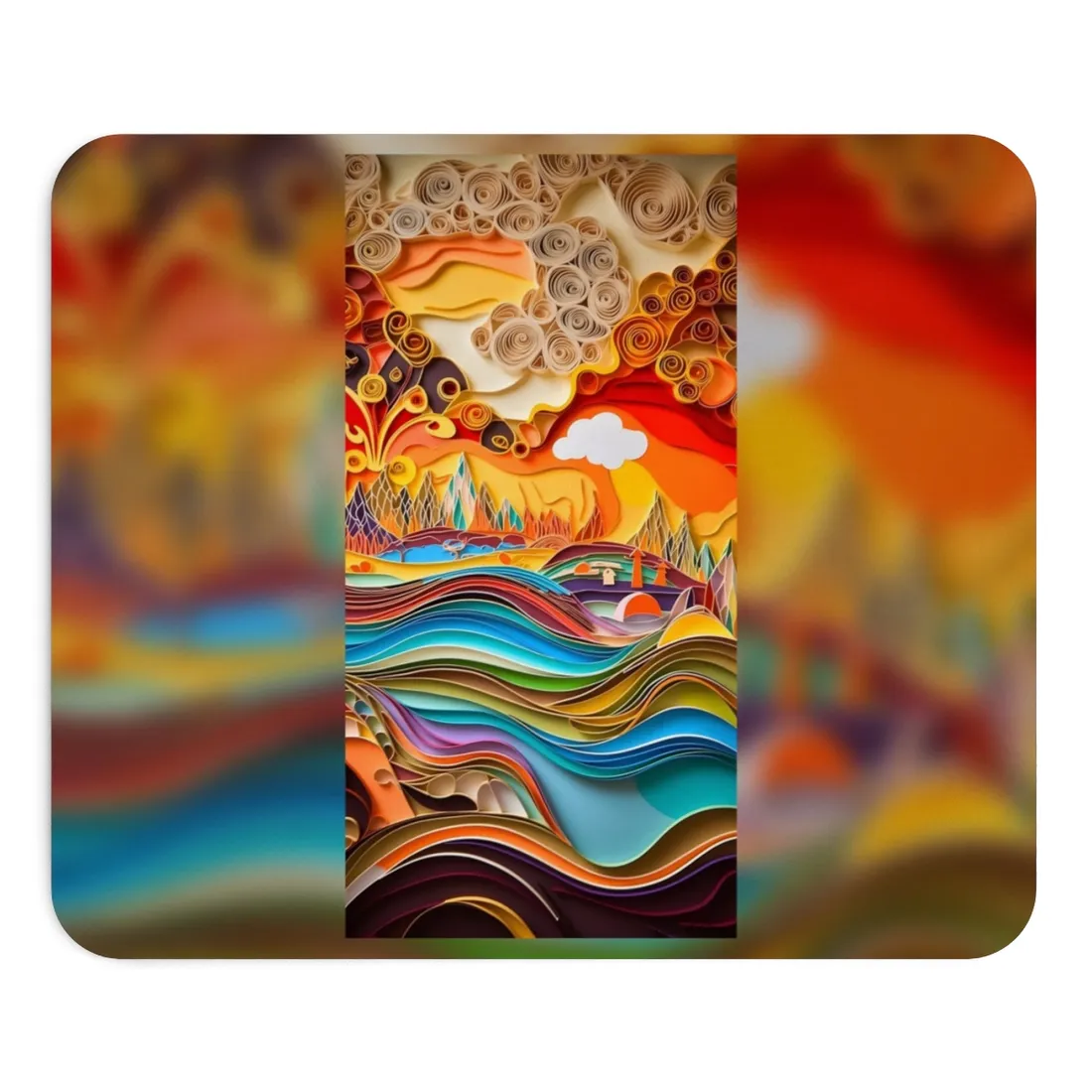 Intricate Indian Landscape: Hand-Crafted Paper Quilling - Mouse Pad