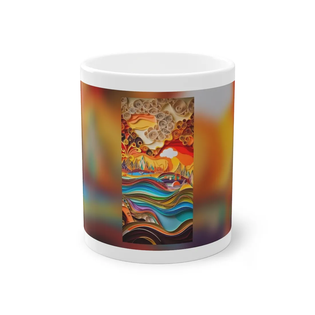 Intricate Indian Landscape: Hand-Crafted Paper Quilling - Mug