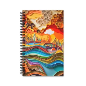 Quilled Paper Landscape with Hills Spiral Notebook