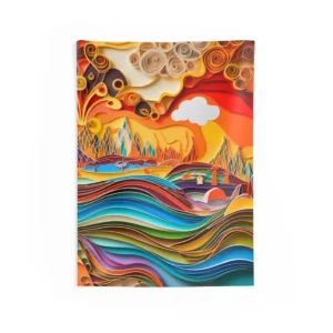 Quilled Paper Landscape with Hills Wall Tapestry