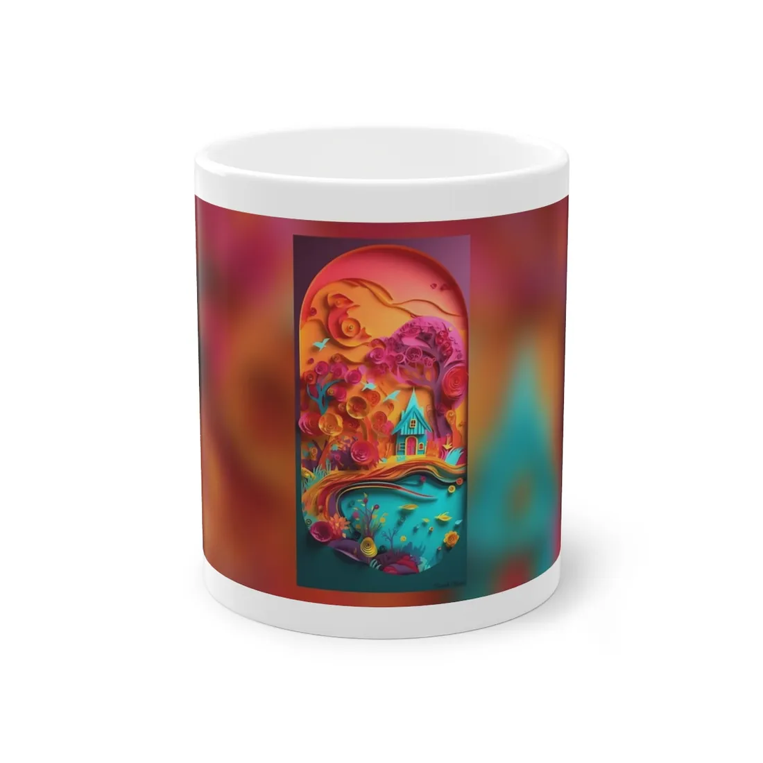Island Oasis: Colorful Paper Quilling Paradise - Mug