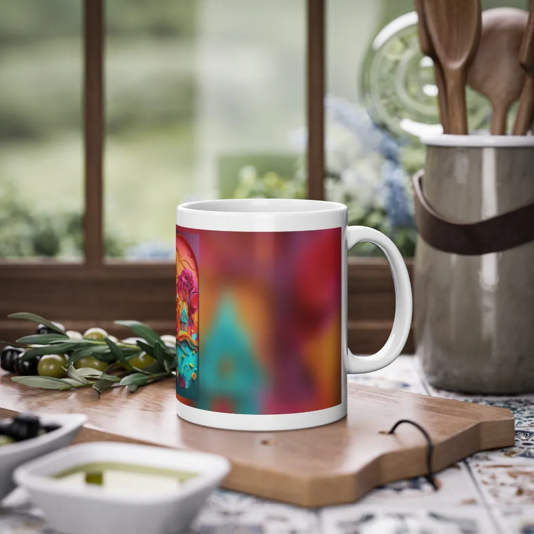 Island Oasis: Colorful Paper Quilling Paradise - Mug