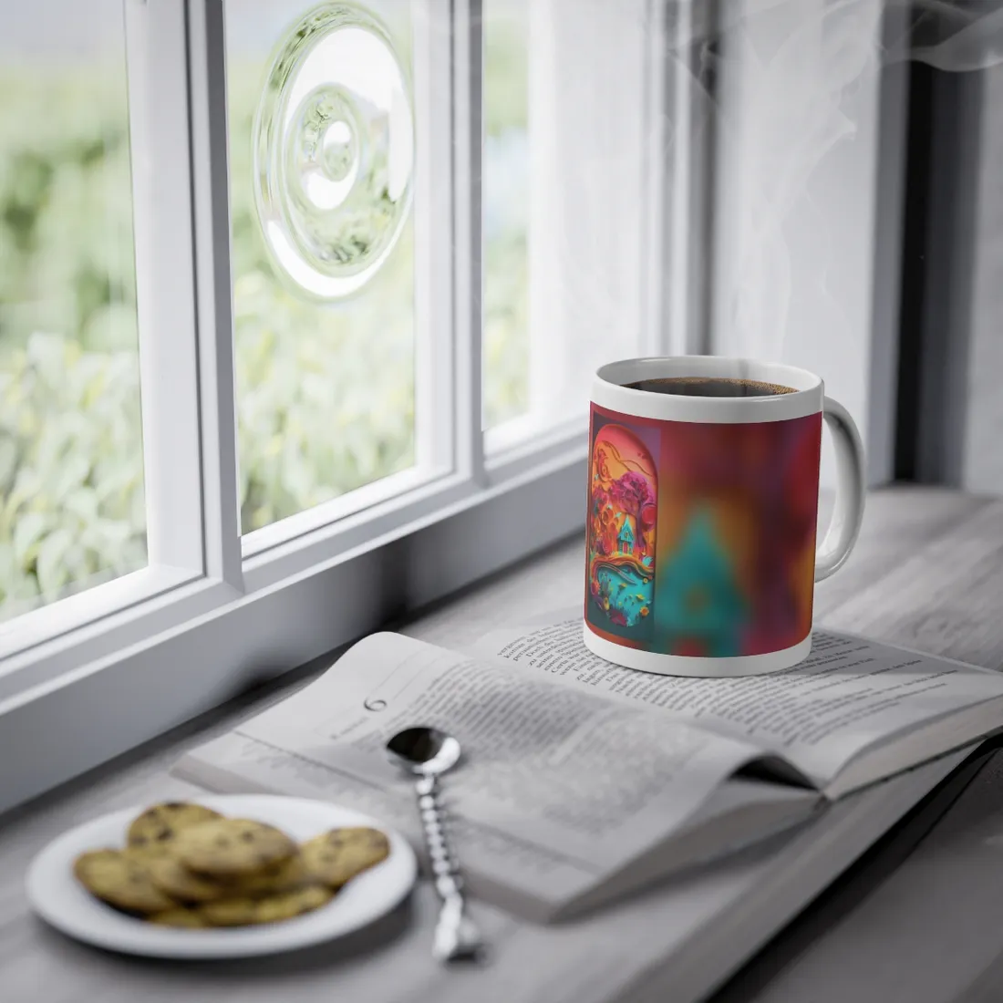 Island Oasis: Colorful Paper Quilling Paradise - Mug