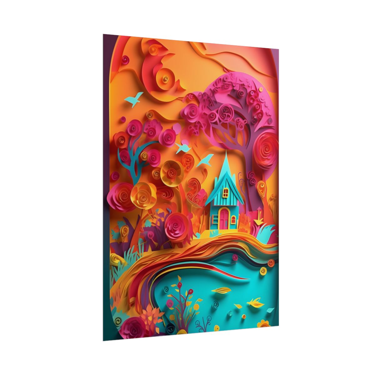 Island Oasis: Colorful Paper Quilling Paradise - Poster