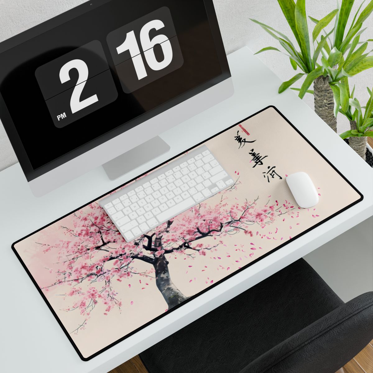 Japanese Cherry Blossom Art: Springtime Painting - Desk Mat