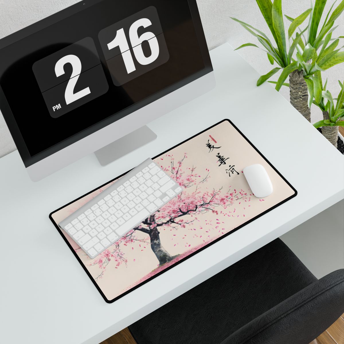 Japanese Cherry Blossom Art: Springtime Painting - Desk Mat