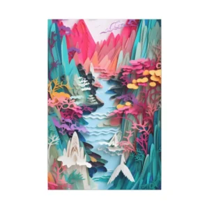 Paper-Cut River Landscape Canvas Print