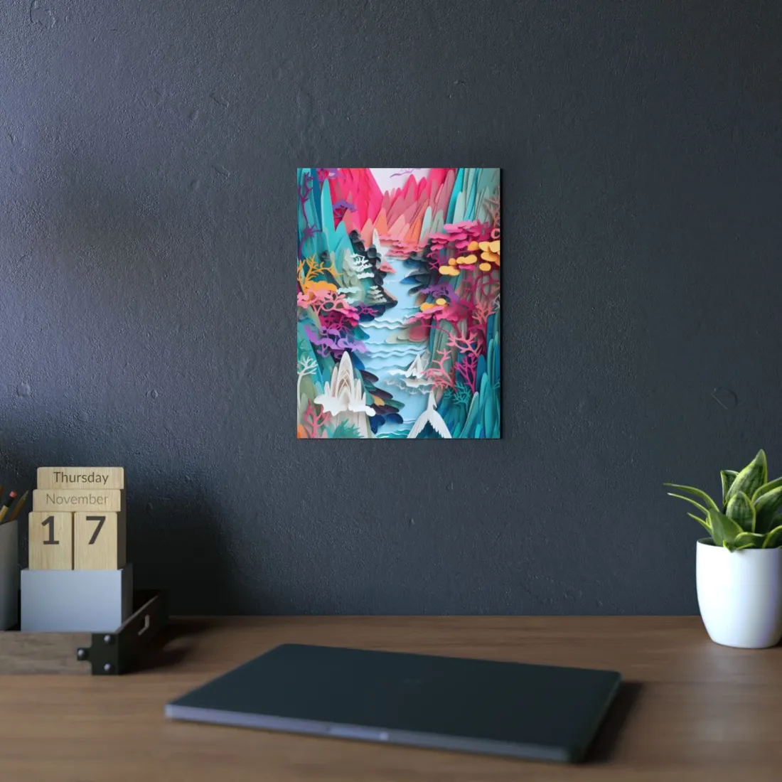 Japanese Paper Quilling Craft: Vibrant Landscape Art - Metal Poster