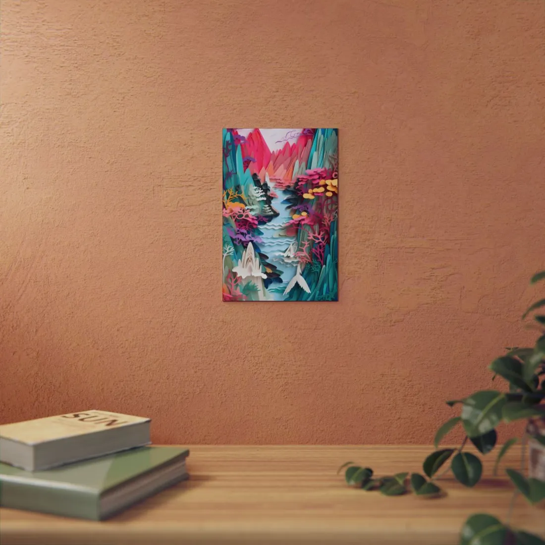 Japanese Paper Quilling Craft: Vibrant Landscape Art - Metal Poster