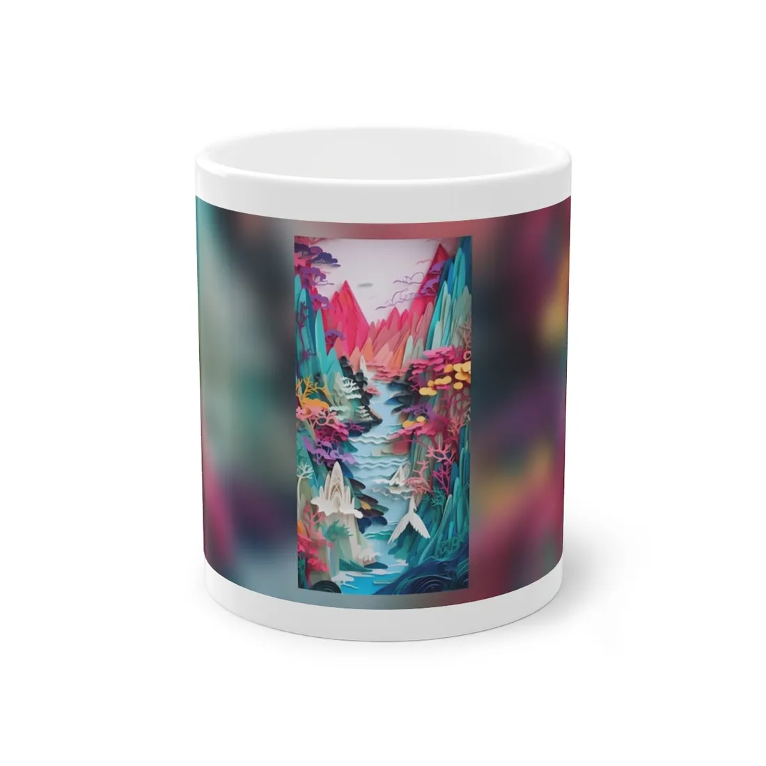 Japanese Paper Quilling Craft: Vibrant Landscape Art - Mug