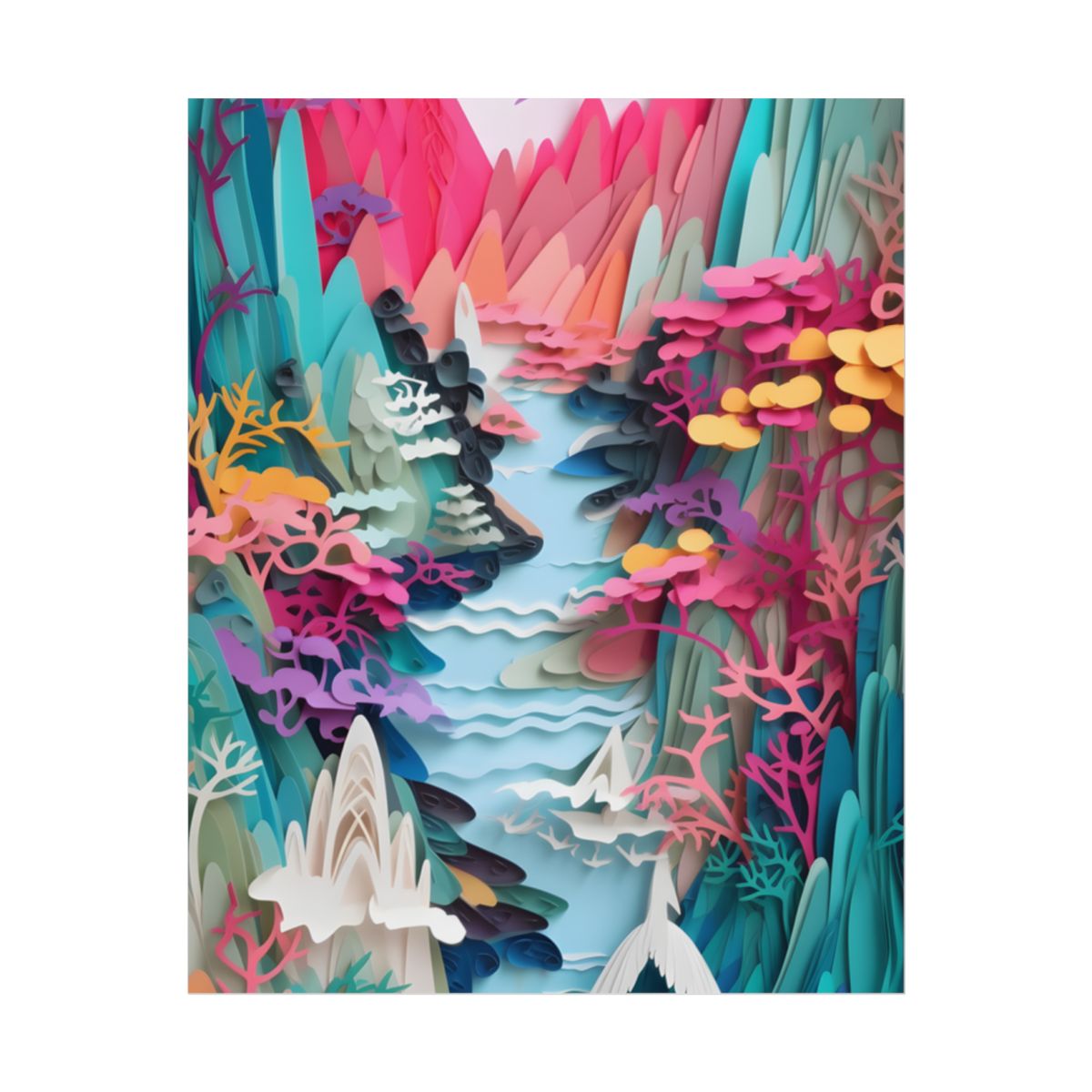 Japanese Paper Quilling Craft: Vibrant Landscape Art - Poster
