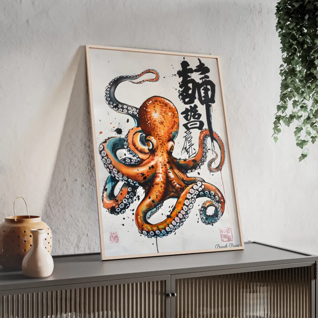 Japanese Ukiyo-e Octopus: Traditional Artwork Print - Framed Poster