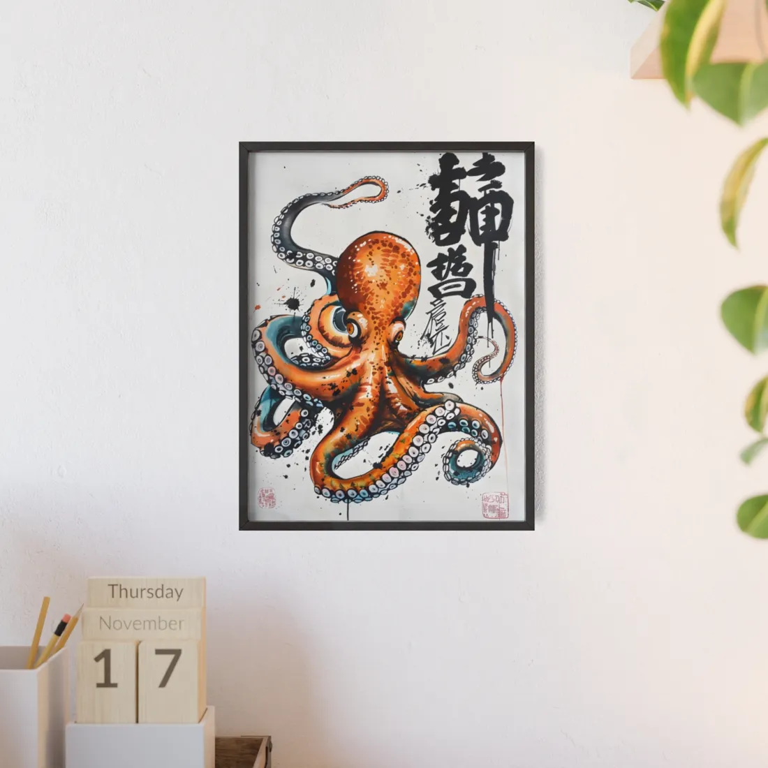 Japanese Ukiyo-e Octopus: Traditional Artwork Print - Framed Poster