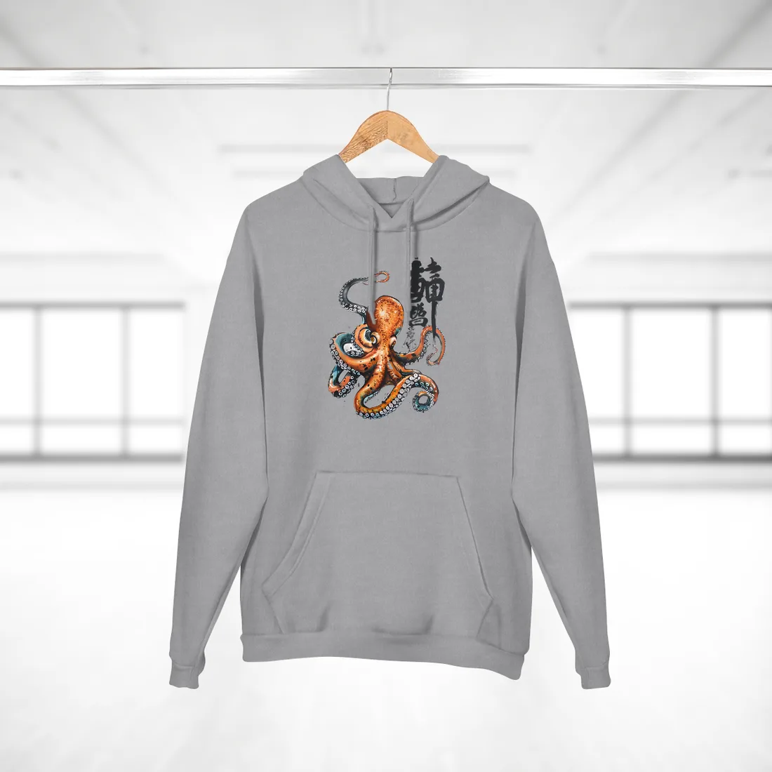 Japanese Ukiyo-e Octopus: Traditional Artwork Print - Hoodie (Heather Grey)
