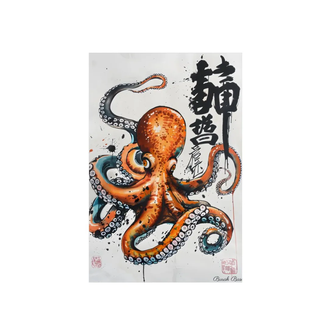 Japanese Ukiyo-e Octopus: Traditional Artwork Print - Metal Poster