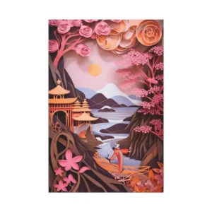 Blossom River Pagodas Canvas Print