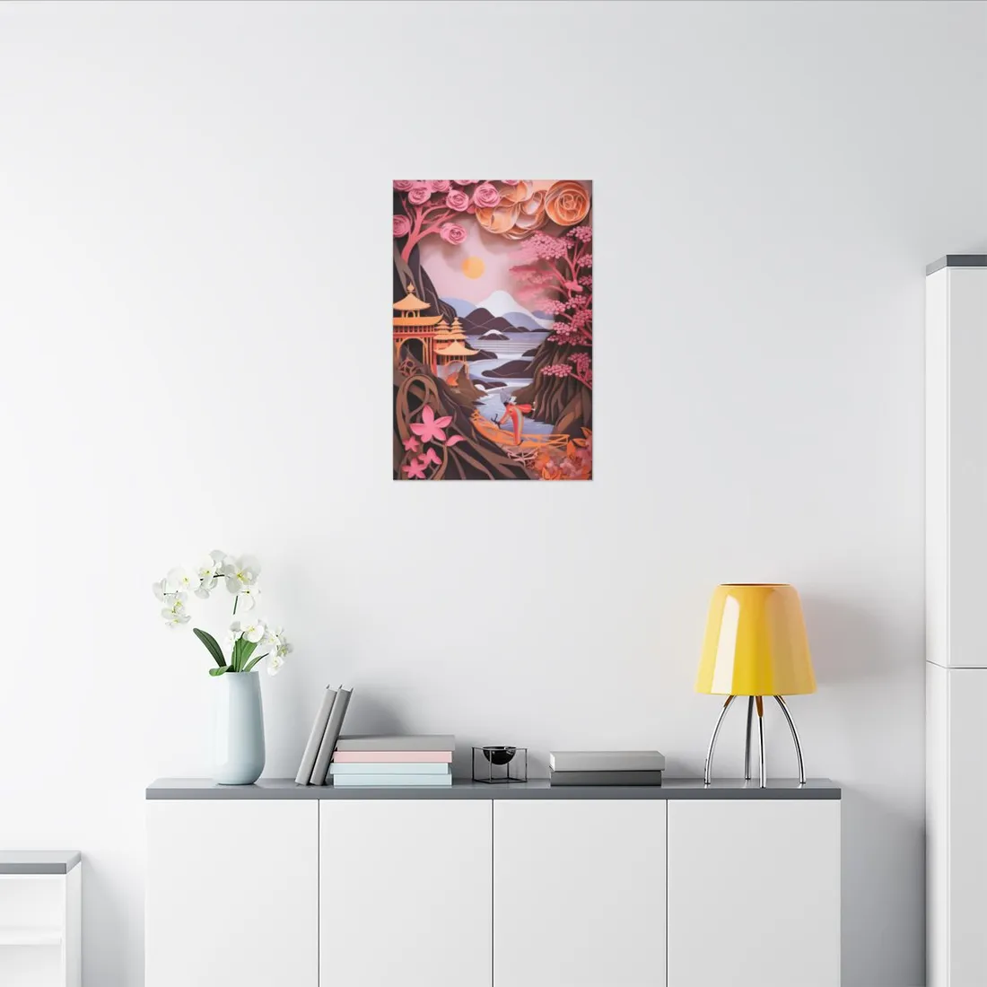 Japanese Vibrance: Eye-Catching Paper Quilled Landscape Art - Canvas
