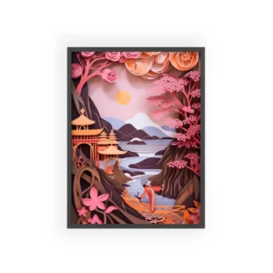 Blossom River Pagodas Framed Poster