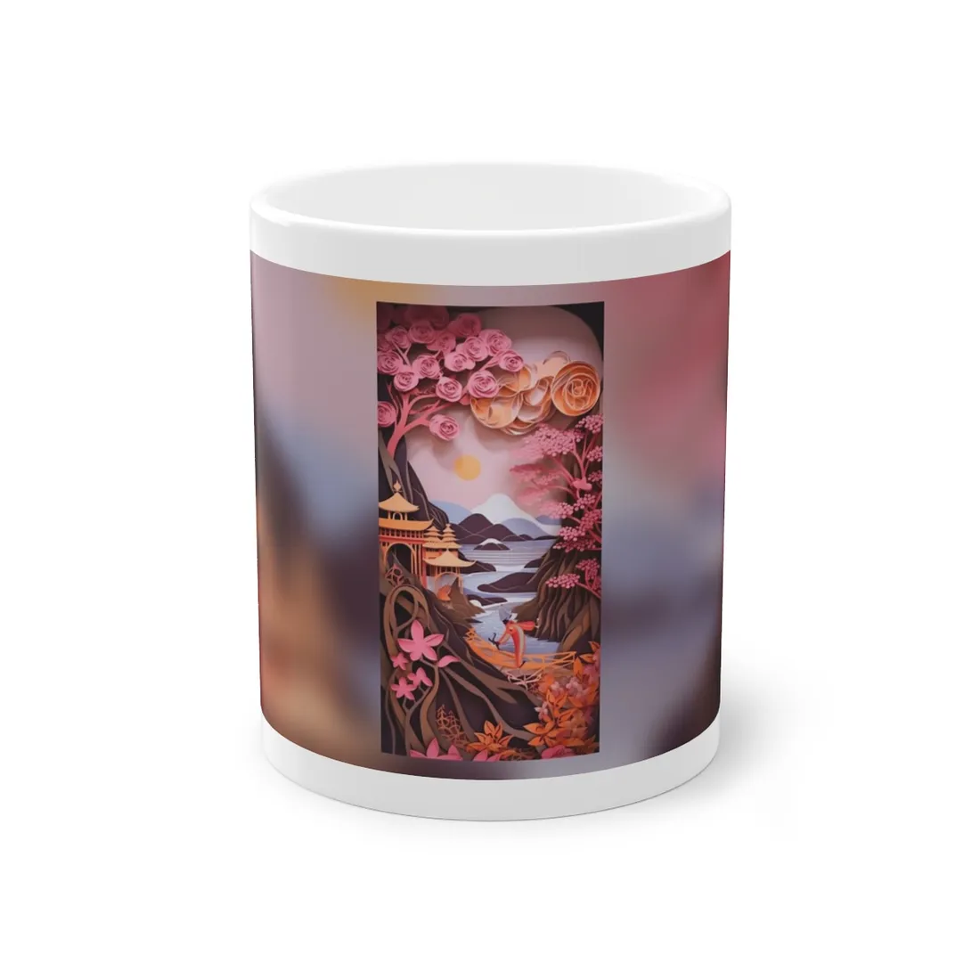 Japanese Vibrance: Eye-Catching Paper Quilled Landscape Art - Mug