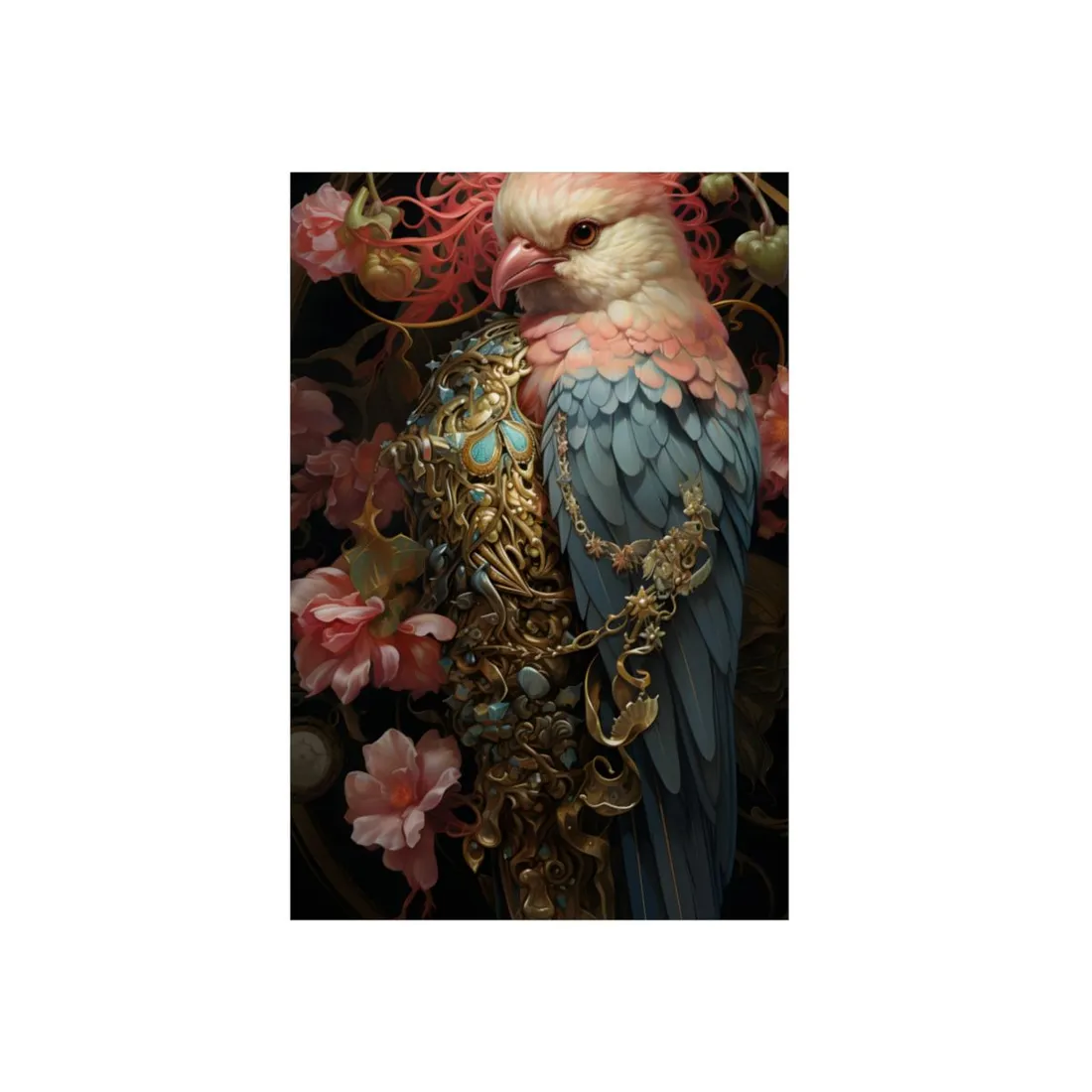 Jeweled Bird Ornament: Golden Feather - Metal Poster