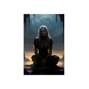 Silver-Haired Figure at Dusk Metal Poster