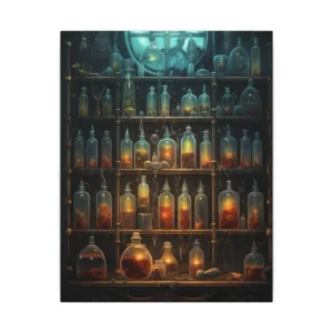 Glowing Apothecary Bottles Canvas Print
