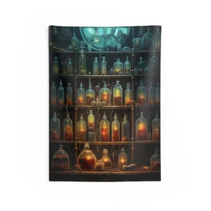 Glowing Apothecary Bottles Wall Tapestry