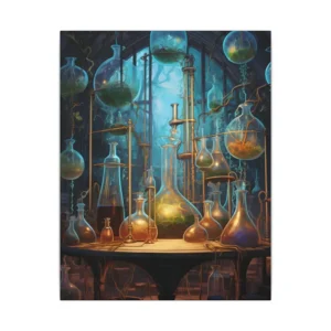 Alchemy Laboratory with Glass Flasks Canvas Print