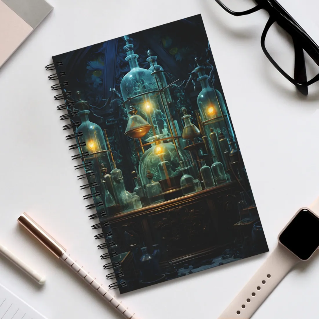 Laboratory Scene: Scientist in Chemical Research - Spiral Notebook