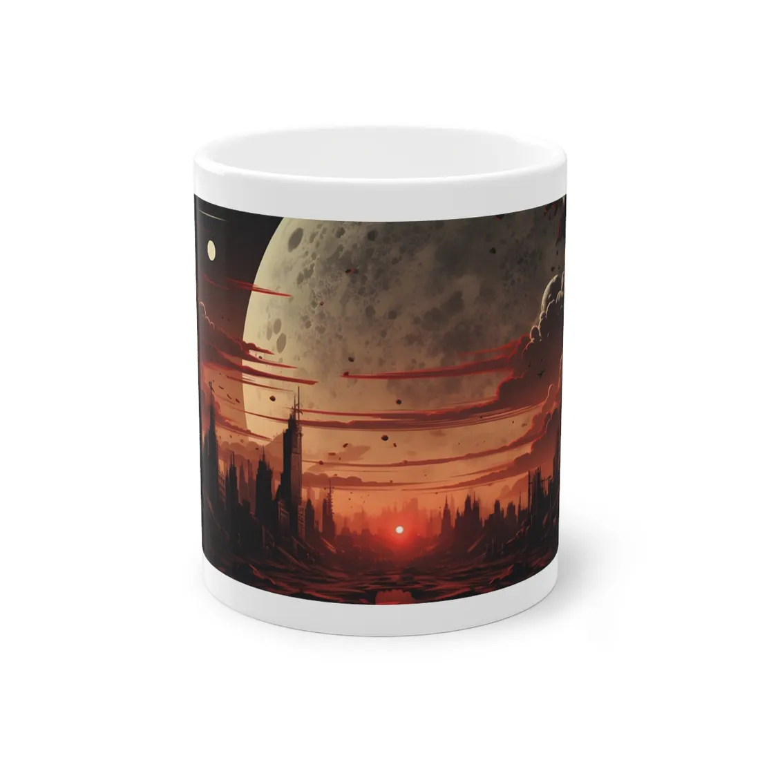 Landscape at Night: Burning Cyberpunk Neon Lights - Mug