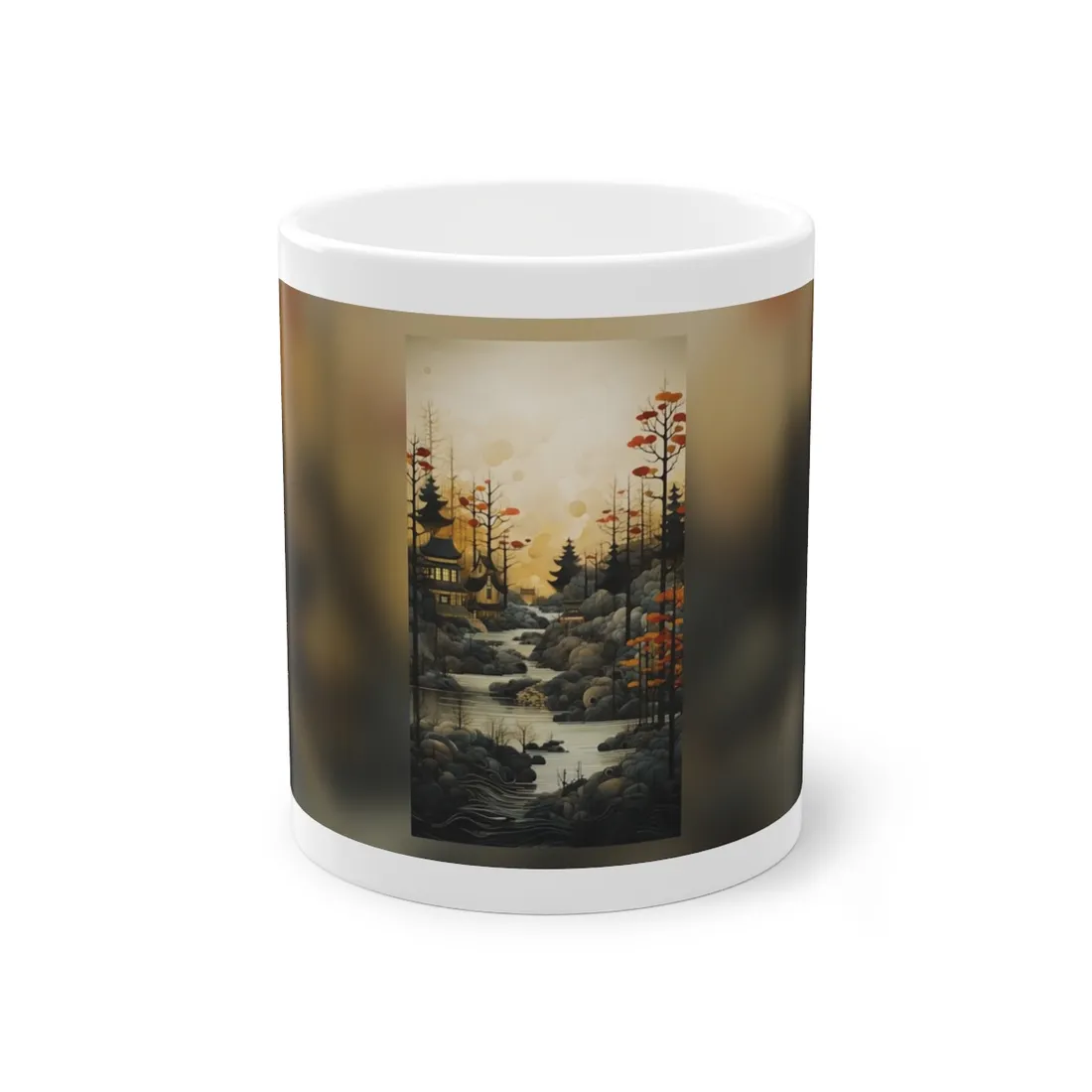 Landscape Masterpiece: Ash Magenta Mountains with Moss Green Greenery - Mug