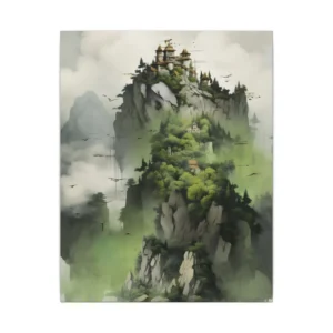 Misty Island with Pagoda Canvas Print