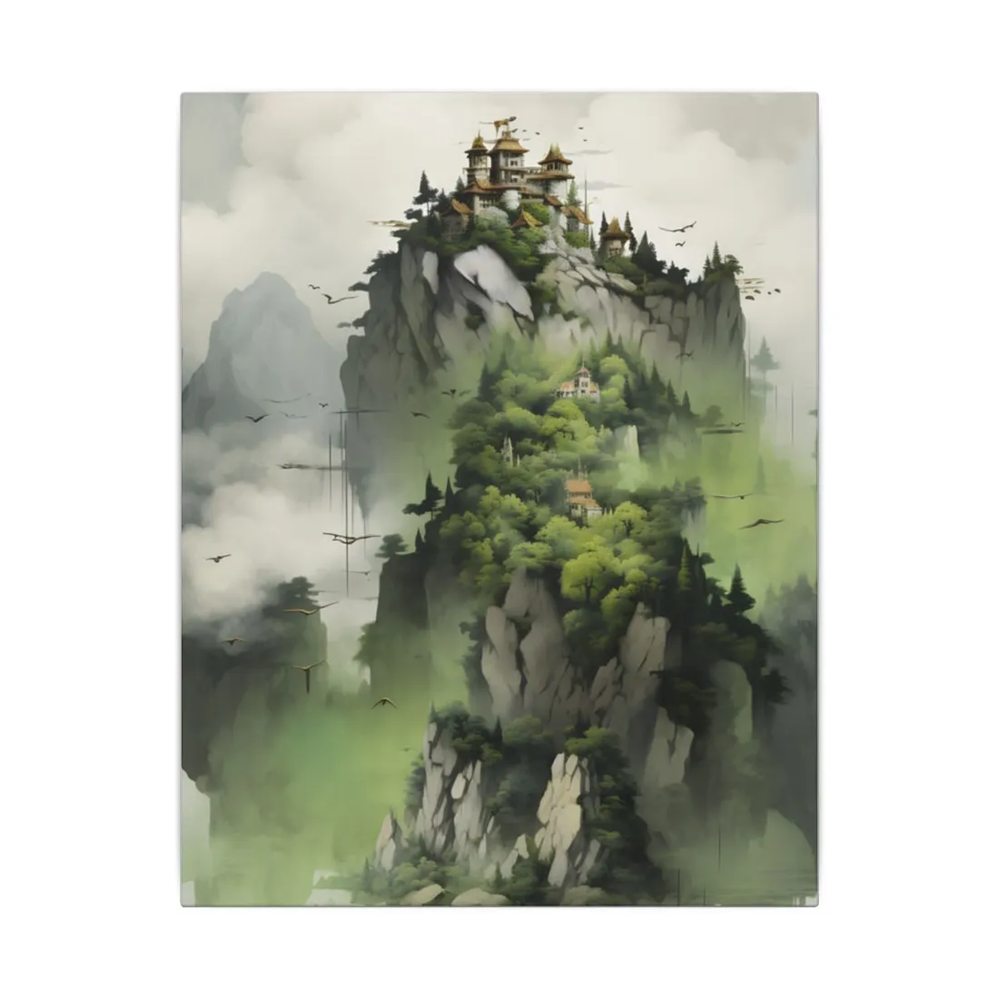 Landscape Masterpiece: Vibrant Ash Magenta & Moss Green Nature Scene - Canvas