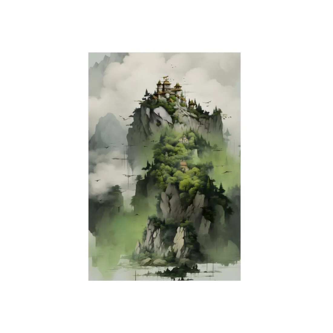 Landscape Masterpiece: Vibrant Ash Magenta & Moss Green Nature Scene - Metal Poster