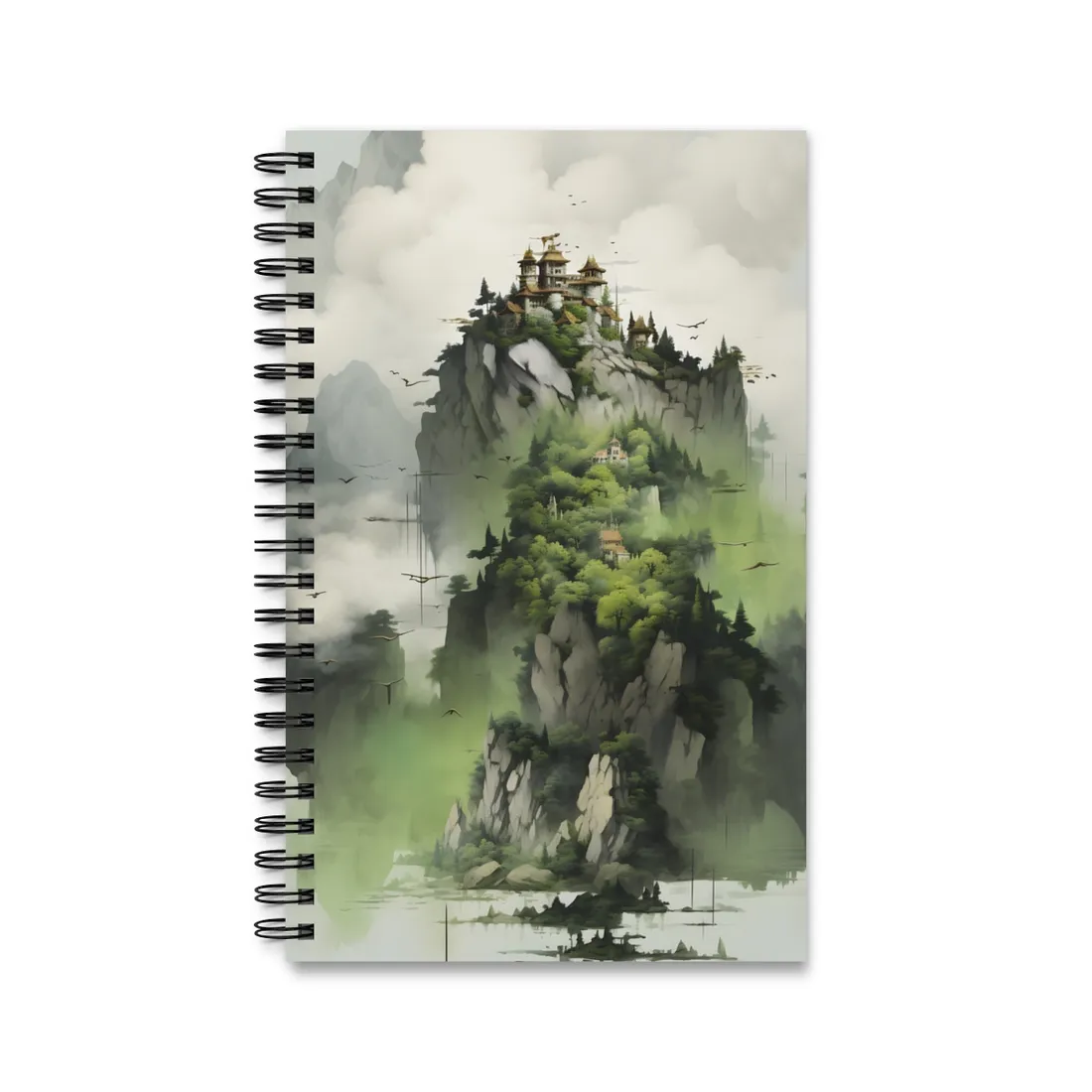 Landscape Masterpiece: Vibrant Ash Magenta & Moss Green Nature Scene - Spiral Notebook