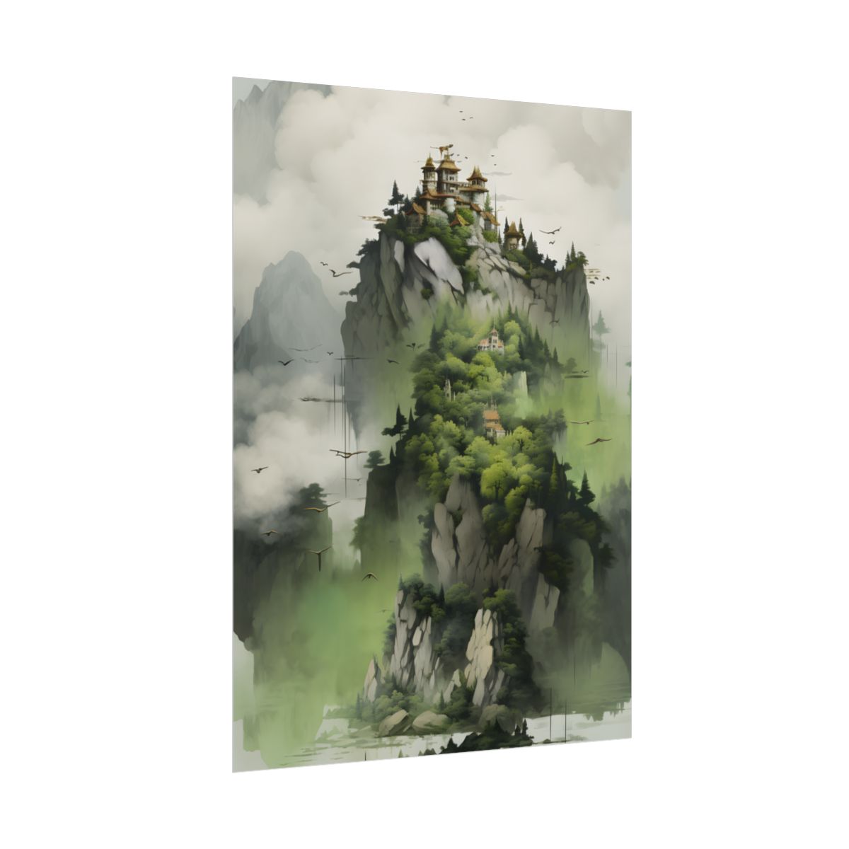 Landscape Masterpiece: Vibrant Ash Magenta & Moss Green Nature Scene - Poster