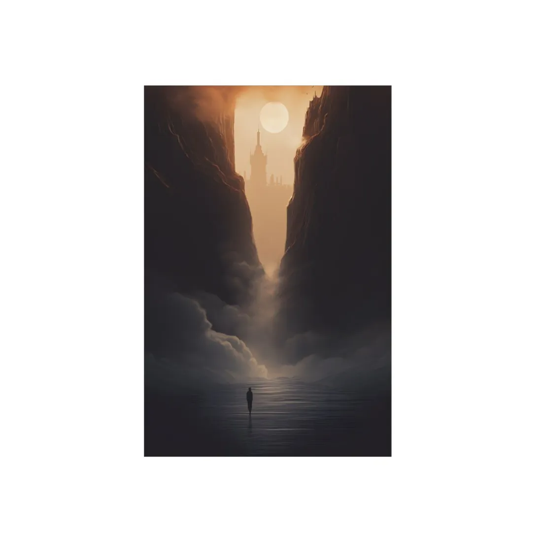Light from Above: Canyon Chasm in Storm Clouds - Metal Poster