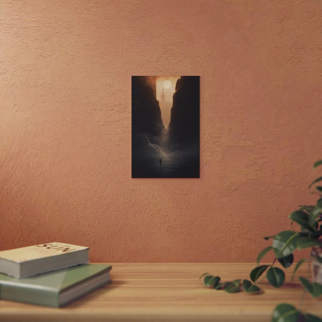 Light from Above: Canyon Chasm in Storm Clouds - Metal Poster