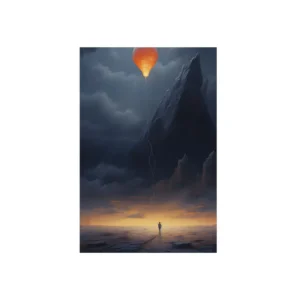 Lone Figure with Balloon Metal Poster